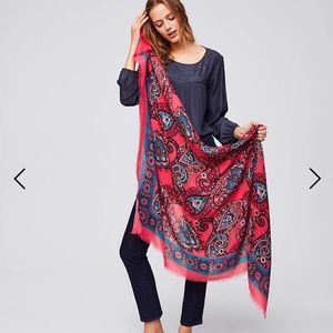 LOFT Paisley Scarf in Pink and Turquoise